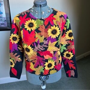 Michael Simon S Sunflower Embroidered Sweater Cardigan Fall